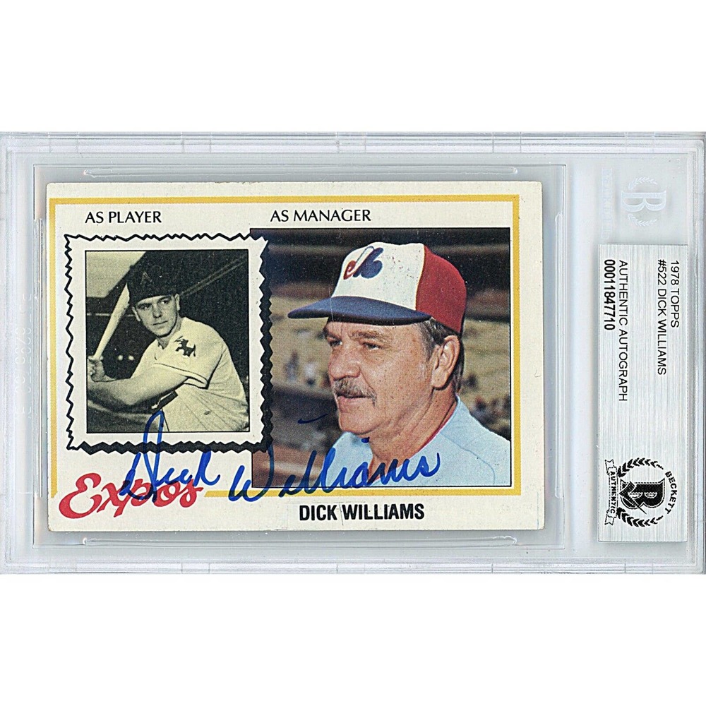 Dick Williams Signed Montreal Expos 1978 Topps Baseball Card Beckett Slab COA